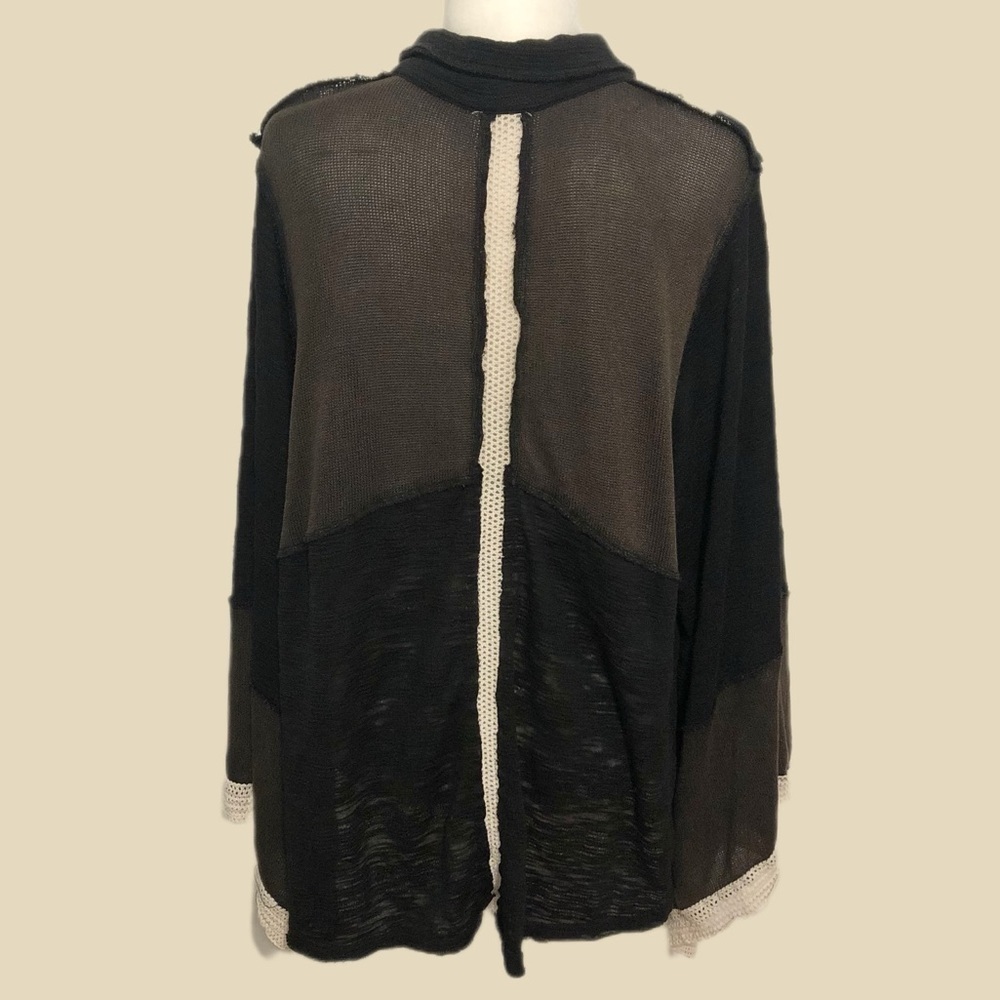 POL Patchwork Wide Bell Sleeve Button Down Knit L… - image 7